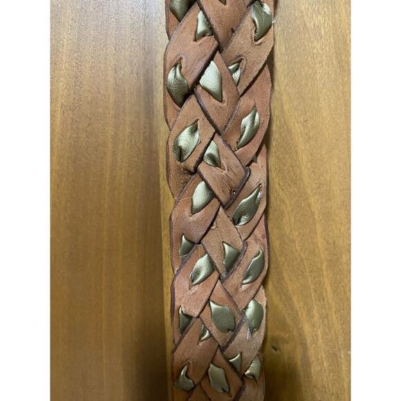 Vintage Braided Leather Belt w/intertwining ribbon Measurements L42.25” X W1.5” - Picture 2 of 7